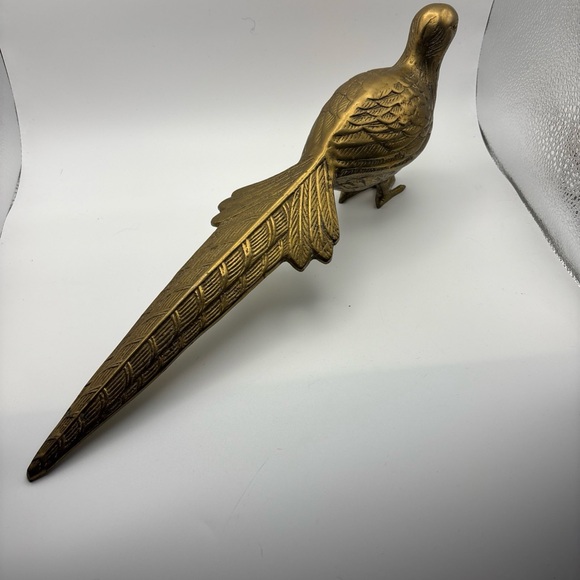 Large Solid Brass Pheasant Sculpture 16 inch - Picture 7 of 8